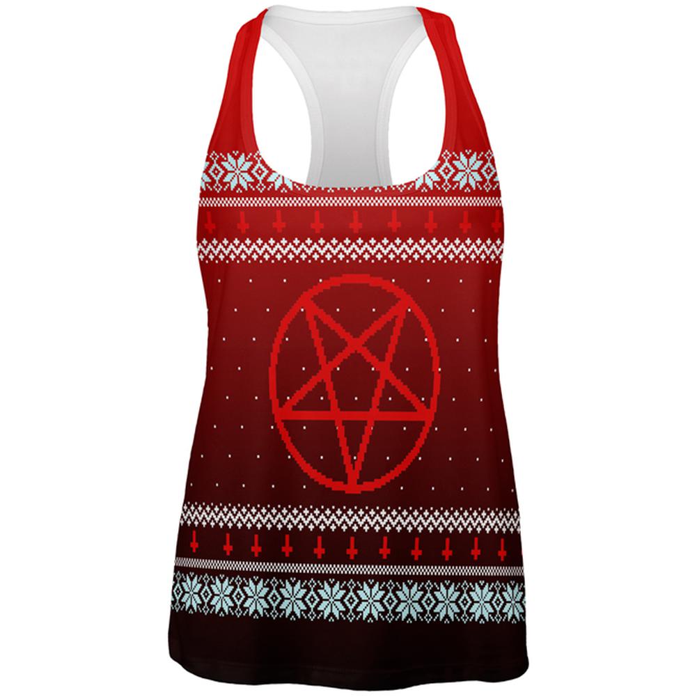Ugly Christmas Sweater Red Black Pentagram Ombre All Over Womens Work Out Tank Top Women's Tank Tops Old Glory 2XL Multi