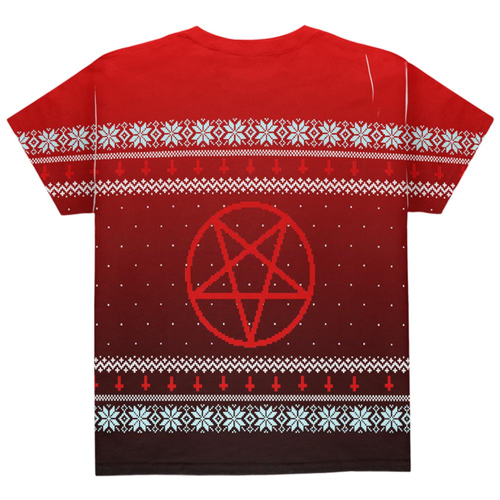 Ugly Christmas Sweater Red Black Pentagram Ombre All Over Youth T Shirt Youth T-Shirts Old Glory