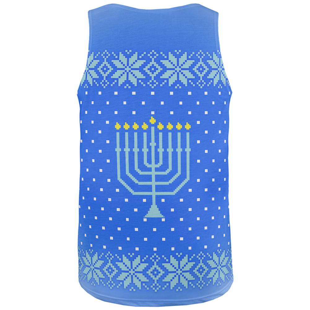 Ugly Christmas Sweater Let's Get Lit Menorah Hanukkah All Over Mens Tank Top Men's Tank Tops Old Glory