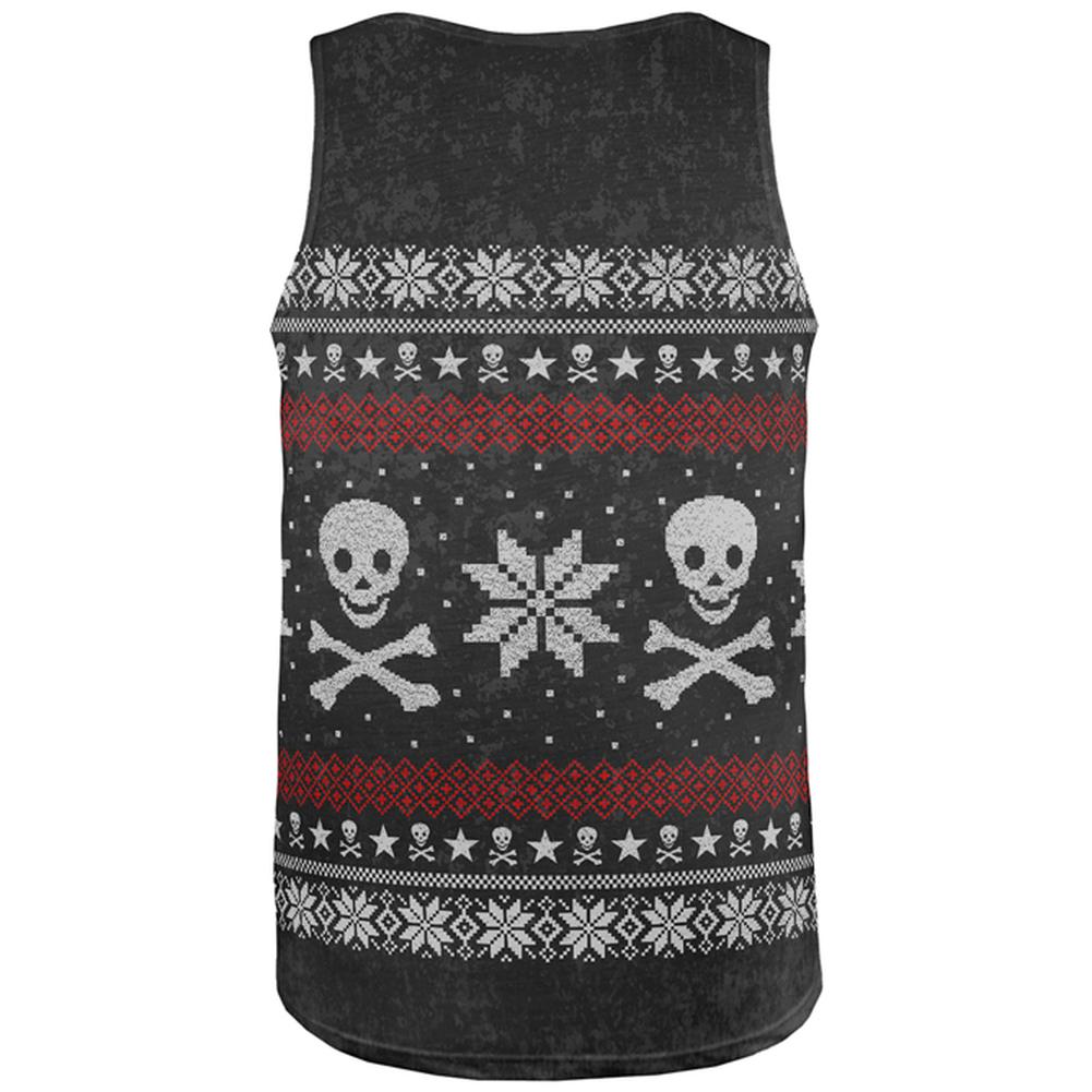 Ugly Christmas Sweater Pirate Skull and Crossbones All Over Mens Tank Top Men's Tank Tops Old Glory