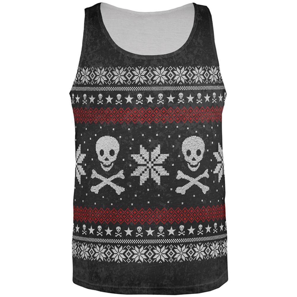 Ugly Christmas Sweater Pirate Skull and Crossbones All Over Mens Tank Top Men's Tank Tops Old Glory 2XL Multi