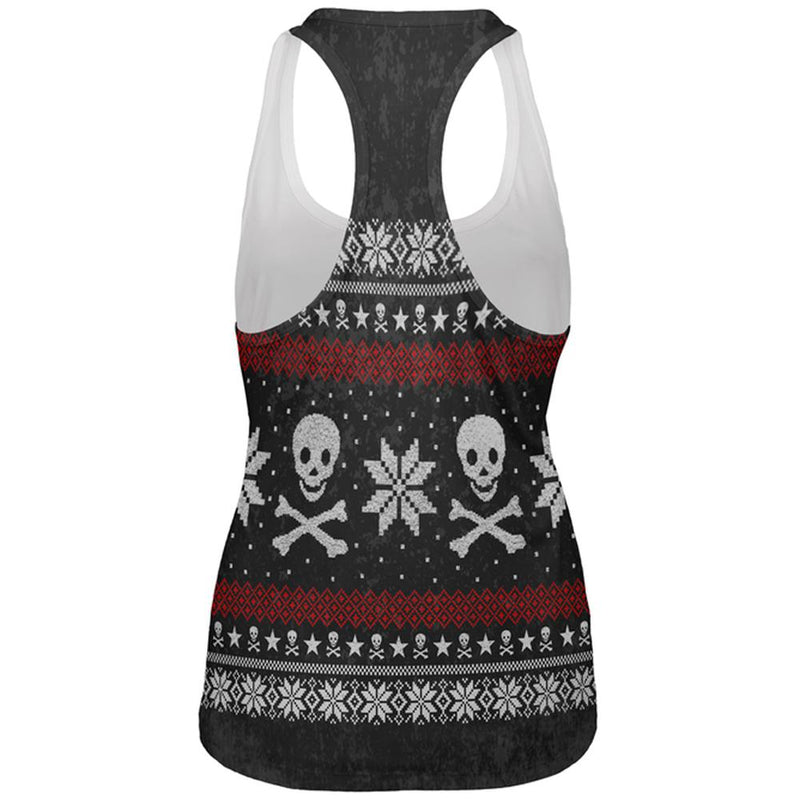 Ugly Christmas Sweater Pirate Skull and Crossbones All Over Womens Work Out Tank Top Women's Tank Tops Old Glory