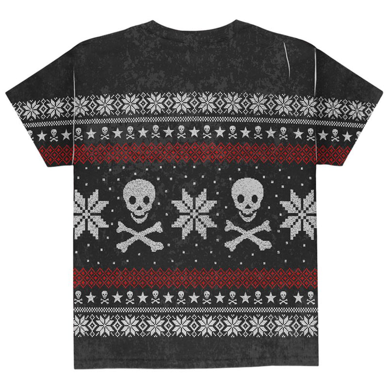 Ugly Christmas Sweater Pirate Skull and Crossbones All Over Youth T Shirt Youth T-Shirts Old Glory