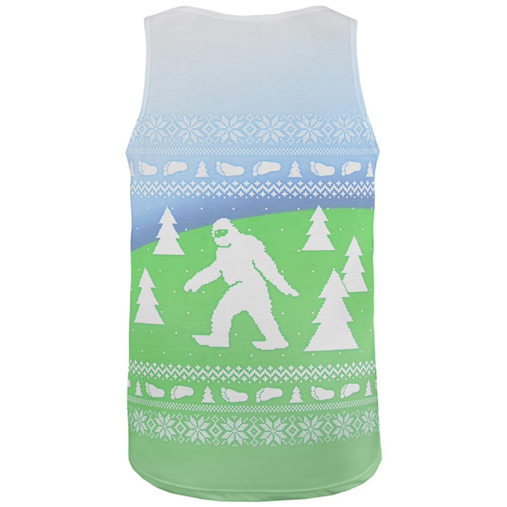 Ugly Christmas Sweater Bigfoot Sasquatch Yeti All Over Mens Tank Top Men's Tank Tops Old Glory
