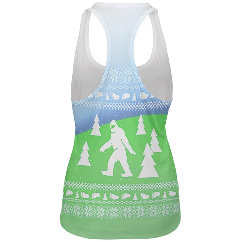 Ugly Christmas Sweater Bigfoot Sasquatch Yeti All Over Womens Work Out Tank Top Women's Tank Tops Old Glory