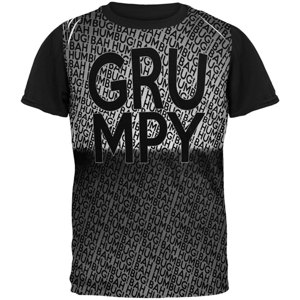 Christmas Grumpy Bah Humbug Pattern All Over Mens Black Back T Shirt Men's T-Shirts Old Glory MD Multi