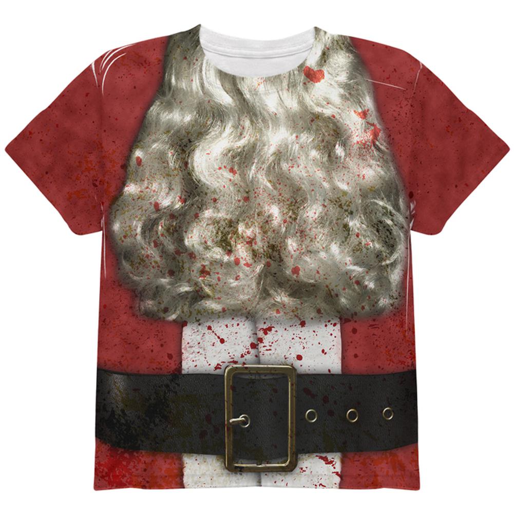 Christmas Zombie Attack Survivor Santa Costume All Over Youth T Shirt Youth T-Shirts Old Glory LG Multi