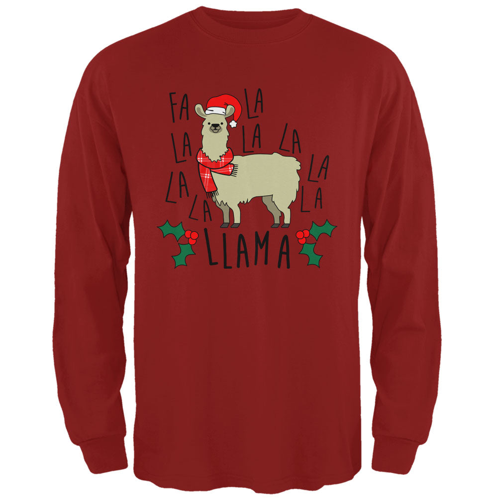 Christmas Fa La Llama Mens Long Sleeve T Shirt Men's Long Sleeves Old Glory XL Cranberry