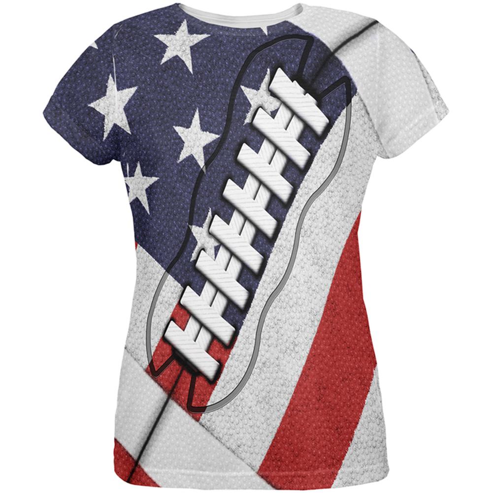 4th of July American Flag Patriot Football All Over Womens T Shirt Women's T-Shirts Old Glory 2XL Multi