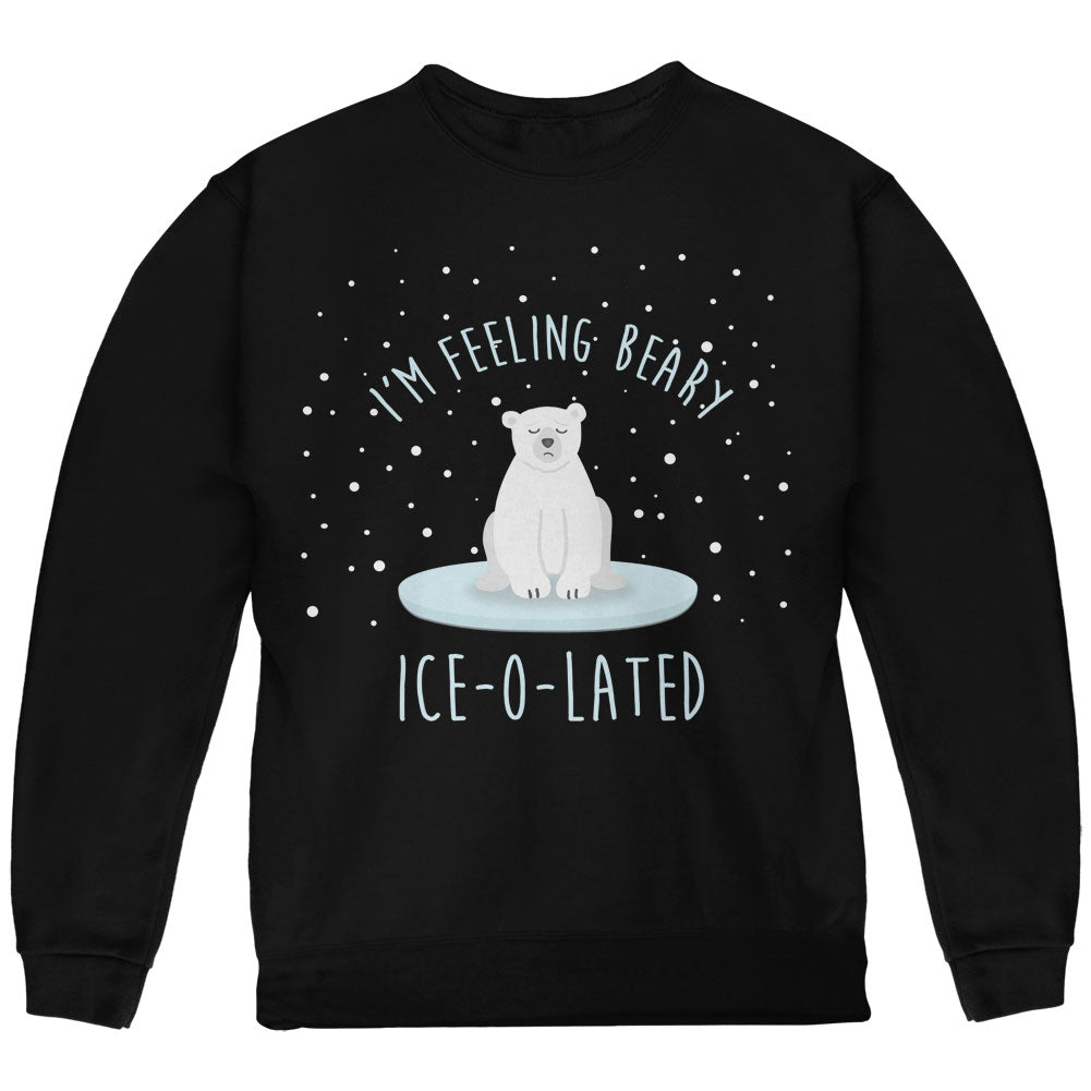 Winter Feeling Very Iceolated Isolated Polar Bear Pun Youth Sweatshirt Youth Sweatshirts Old Glory YLG Black