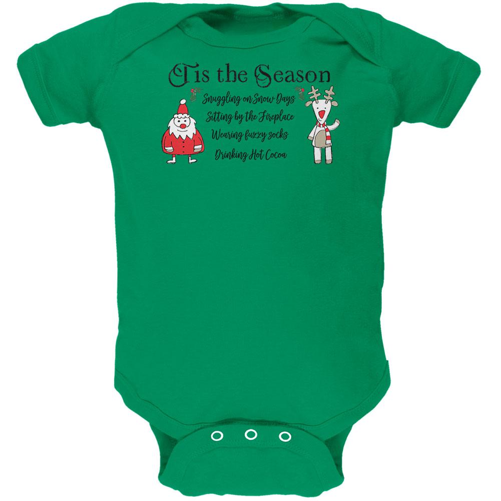 Tis the Season Fireplace Fuzzy Socks Hot Cocoa Soft Baby One Piece Baby One Piece Old Glory 0-3M