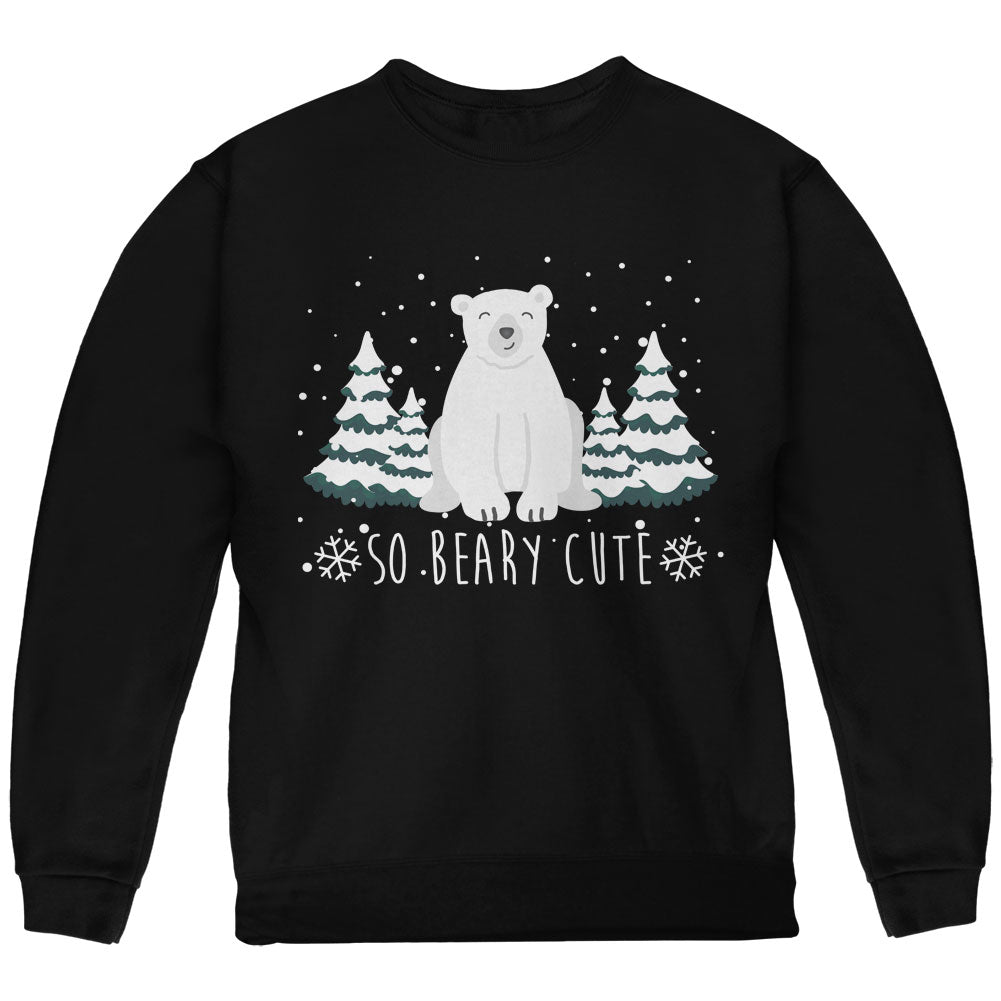 Winter So Beary Very Cute Polar Bear Pun Youth Sweatshirt Youth Sweatshirts Old Glory YLG Black
