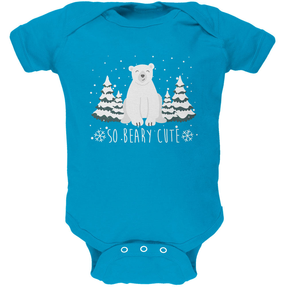 Winter So Beary Very Cute Polar Bear Pun Soft Baby One Piece Baby One Piece Old Glory 0-3M Turquoise