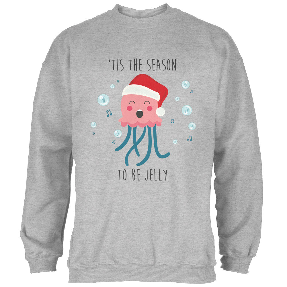 Christmas 'Tis the Season to be Jelly Jolly Jellyfish Pun Mens Sweatshirt Men's Sweatshirts Old Glory 2XL Light Heather Grey