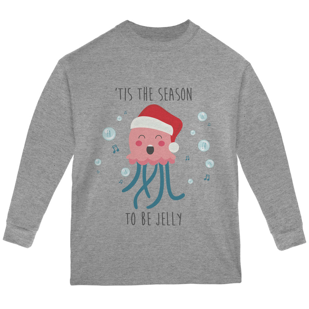 Christmas 'Tis the Season to be Jelly Jolly Youth Long Sleeve T Shirt Youth Long Sleeves Old Glory YLG Sport Grey