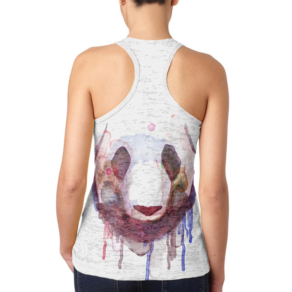 Watercolor Dripping Paint Panda Juniors Burnout Racerback Tank Top Juniors Tank Tops Old Glory