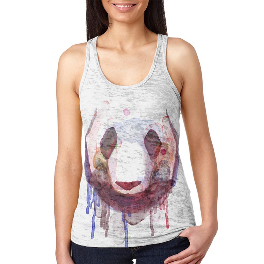 Watercolor Dripping Paint Panda Juniors Burnout Racerback Tank Top Juniors Tank Tops Old Glory 2XL Multi