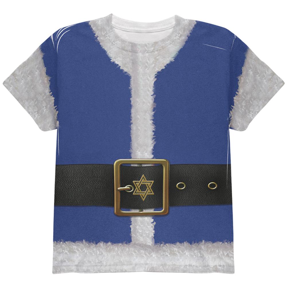Christmas Hanukkah Jewish Santa Claus Costume All Over Youth T Shirt Youth T-Shirts Old Glory LG Multi