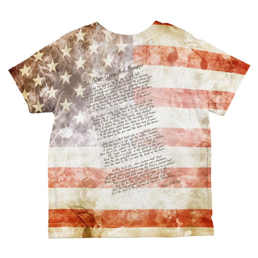 4th of July American National Anthem Flag and Lyrics All Over Toddler T Shirt Toddler T-Shirts Old Glory
