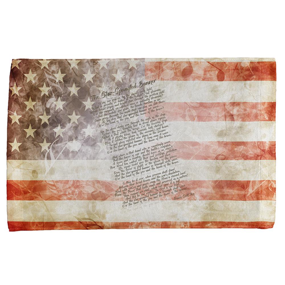 4th of July American National Anthem Flag and Lyrics All Over Hand Towel Hand Towel Old Glory OS Multi