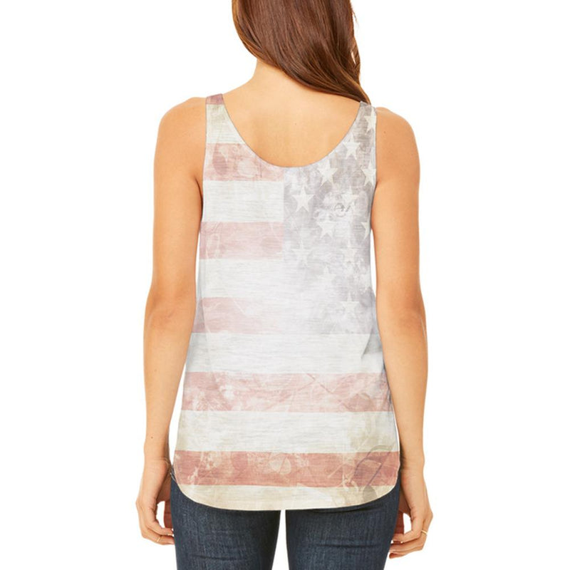 4th of July American Flag Star Spangled Banner Juniors Flowy Side Slit Tank Top Juniors Tank Tops Old Glory