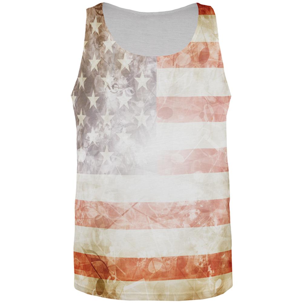 4th of July American Flag Star Spangled Banner All Over Mens Tank Top Men's Tank Tops Old Glory SM