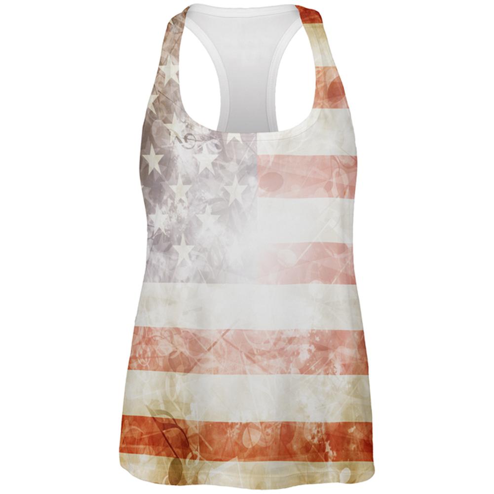 4th of July American Flag Star Spangled Banner All Over Womens Work Out Tank Top Women's Tank Tops Old Glory 2XL Multi