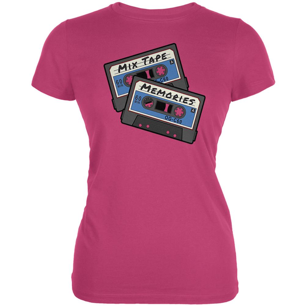 Mix Tape Memories Cassette Juniors Soft T Shirt Juniors T-Shirts Old Glory LG Bright Berry