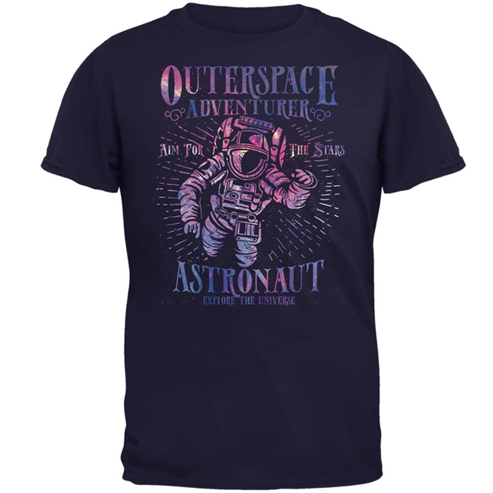 Outer Space Adventurer Astronaut Aim For The Stars Mens T Shirt Men's T-Shirts Old Glory 2XL Navy