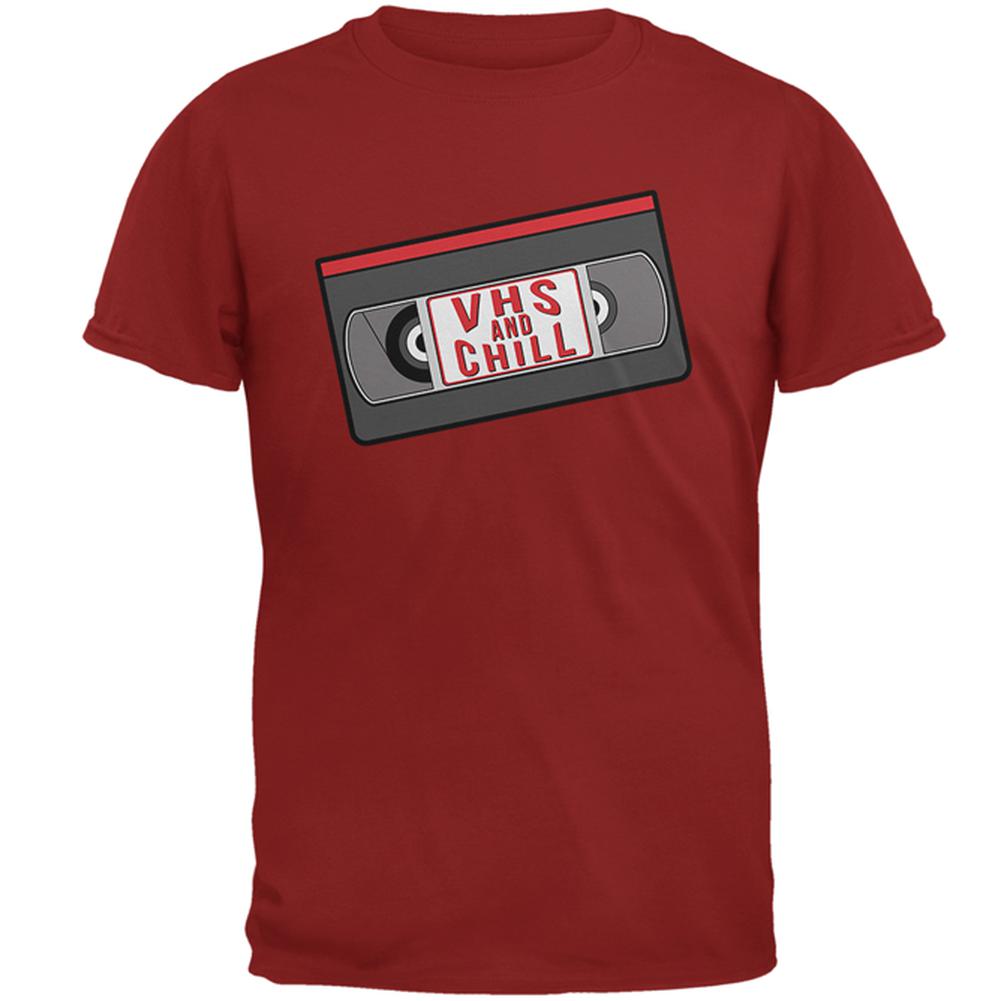 VHS And Chill Funny Mens T Shirt Men's T-Shirts Old Glory 2XL Cardinal Red