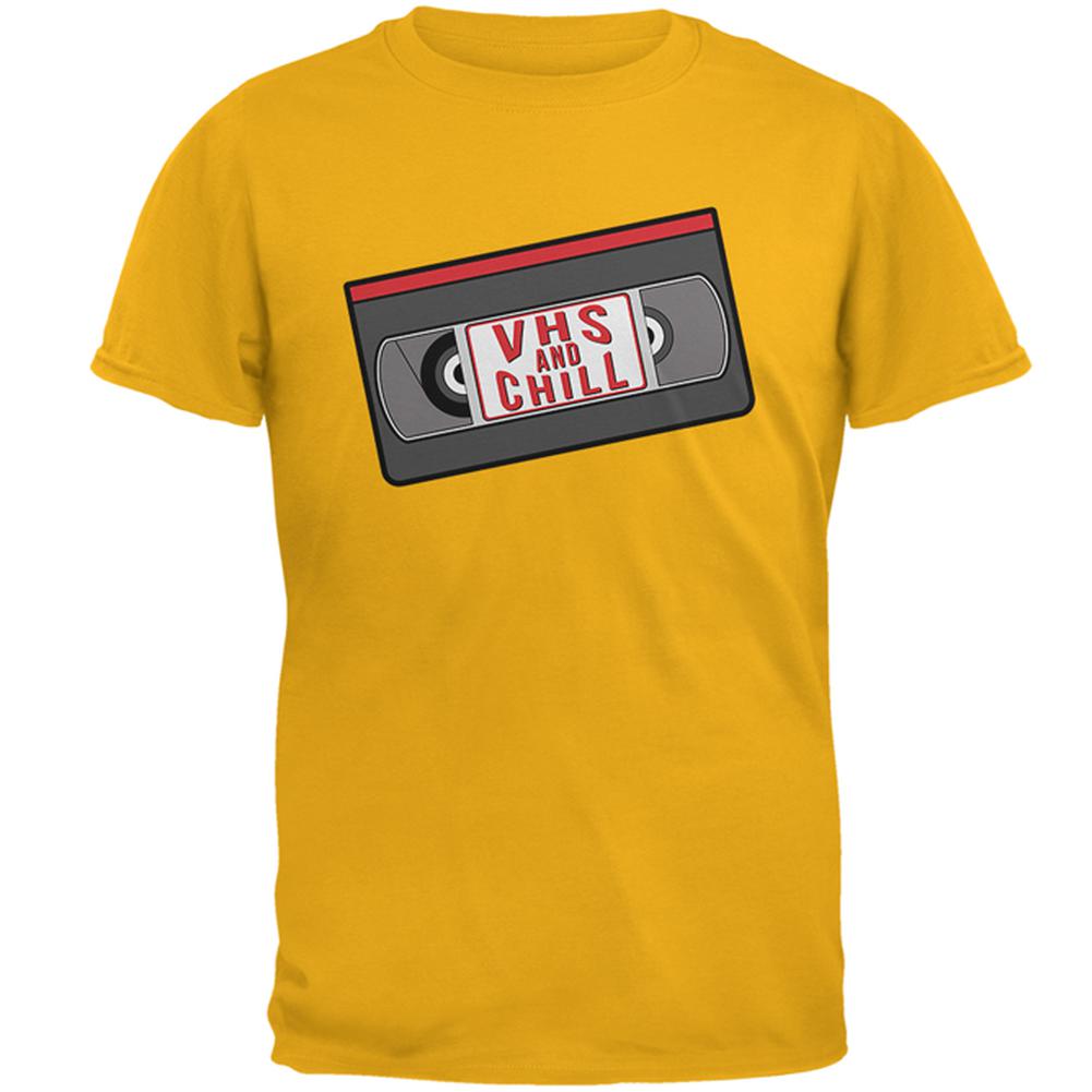 VHS And Chill Funny Mens T Shirt Men's T-Shirts Old Glory 2XL Gold