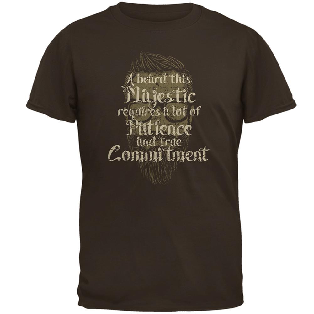 Hipster Beard Majestic Patience Commitment Mens T Shirt Men's T-Shirts Old Glory 2XL Brown