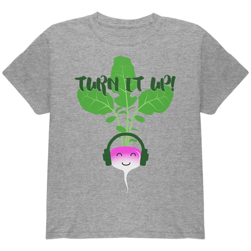 Vegetable Turn it Up Turnip Youth T Shirt Youth T-Shirts Old Glory LG Heather
