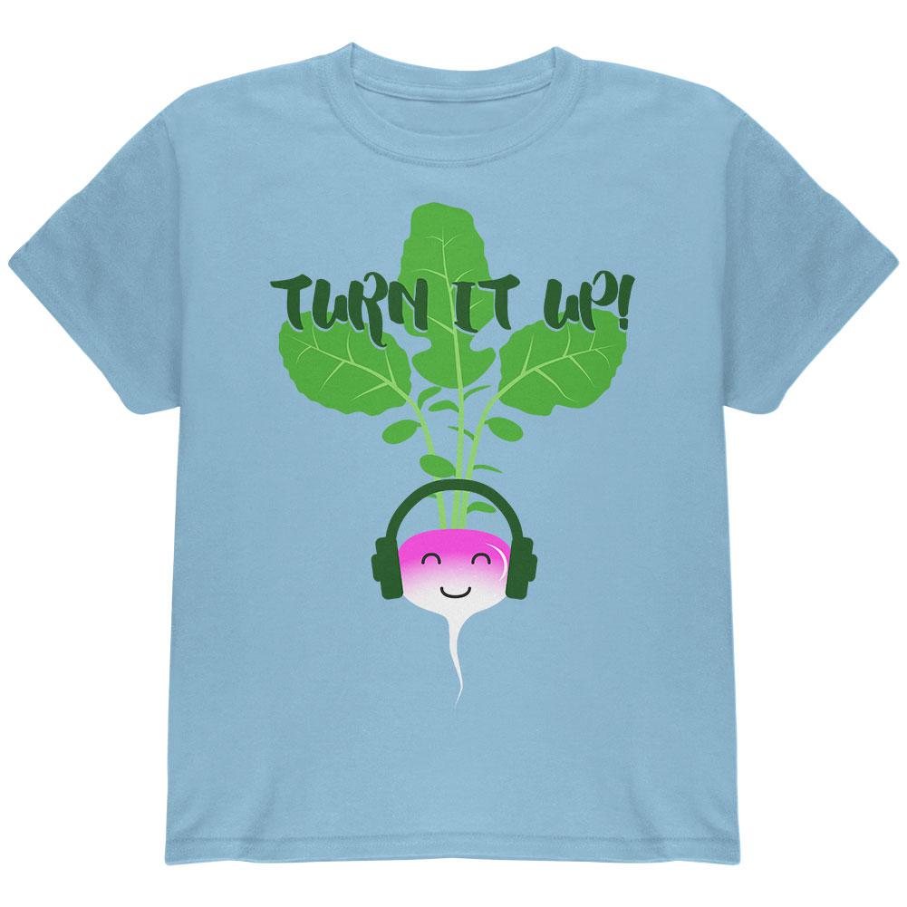 Vegetable Turn it Up Turnip Youth T Shirt Youth T-Shirts Old Glory LG Light Blue