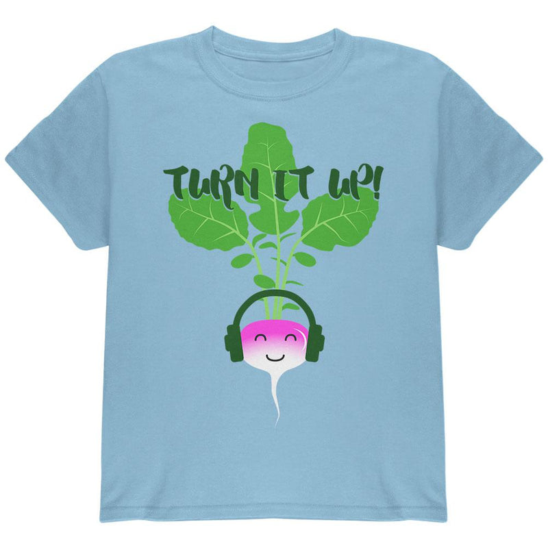 Vegetable Turn it Up Turnip Youth T Shirt Youth T-Shirts Old Glory LG Light Blue