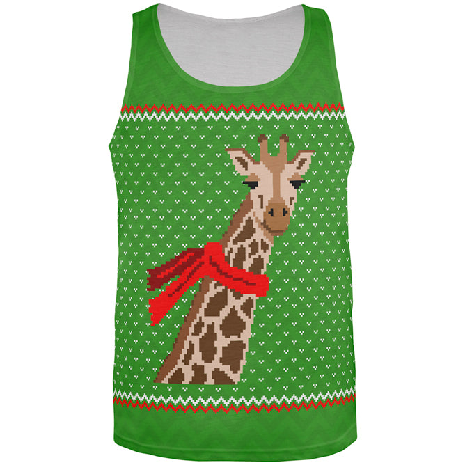 Ugly Christmas Sweater Big Giraffe Scarf All Over Mens Tank Top Men's Tank Tops Old Glory 2XL Multi