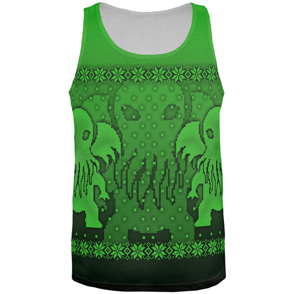 Ugly Christmas Sweater Big Cthulhu Greater Gods All Over Mens Tank Top Men's Tank Tops Old Glory 2XL Multi