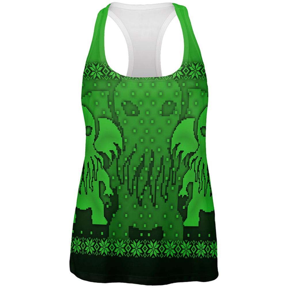 Ugly Christmas Sweater Big Cthulhu Greater Gods All Over Womens Work Out Tank Top Women's Tank Tops Old Glory 2XL Multi