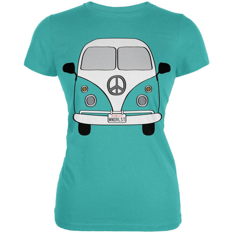 Halloween Travel Bus Costume Camper Wanderlust Juniors Soft T Shirt Juniors T-Shirts Old Glory LG Teal