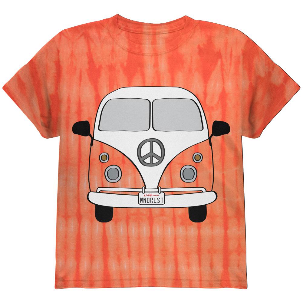 PEACE SIGN HIPPIE BUS YOUTH GRAPHIC T-SHIRT Youth T-Shirts Old Glory SM Bamboo Orange Tie Dye