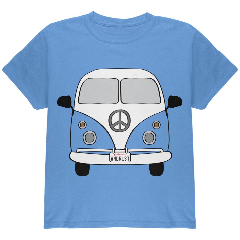 PEACE SIGN HIPPIE BUS YOUTH GRAPHIC T-SHIRT Youth T-Shirts Old Glory SM Carolina Blue