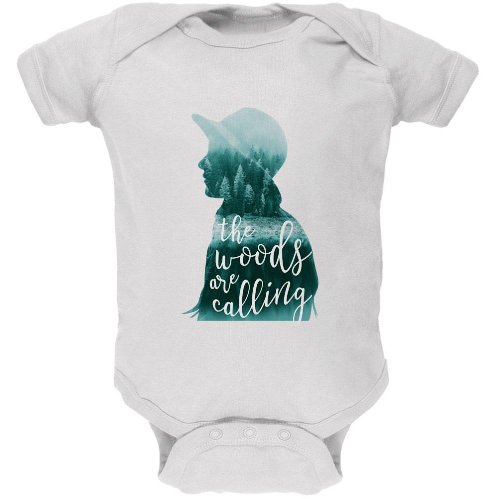 The Woods are Calling Pine Forest Girl Soft Baby One Piece Baby One Piece Old Glory 0-3M White