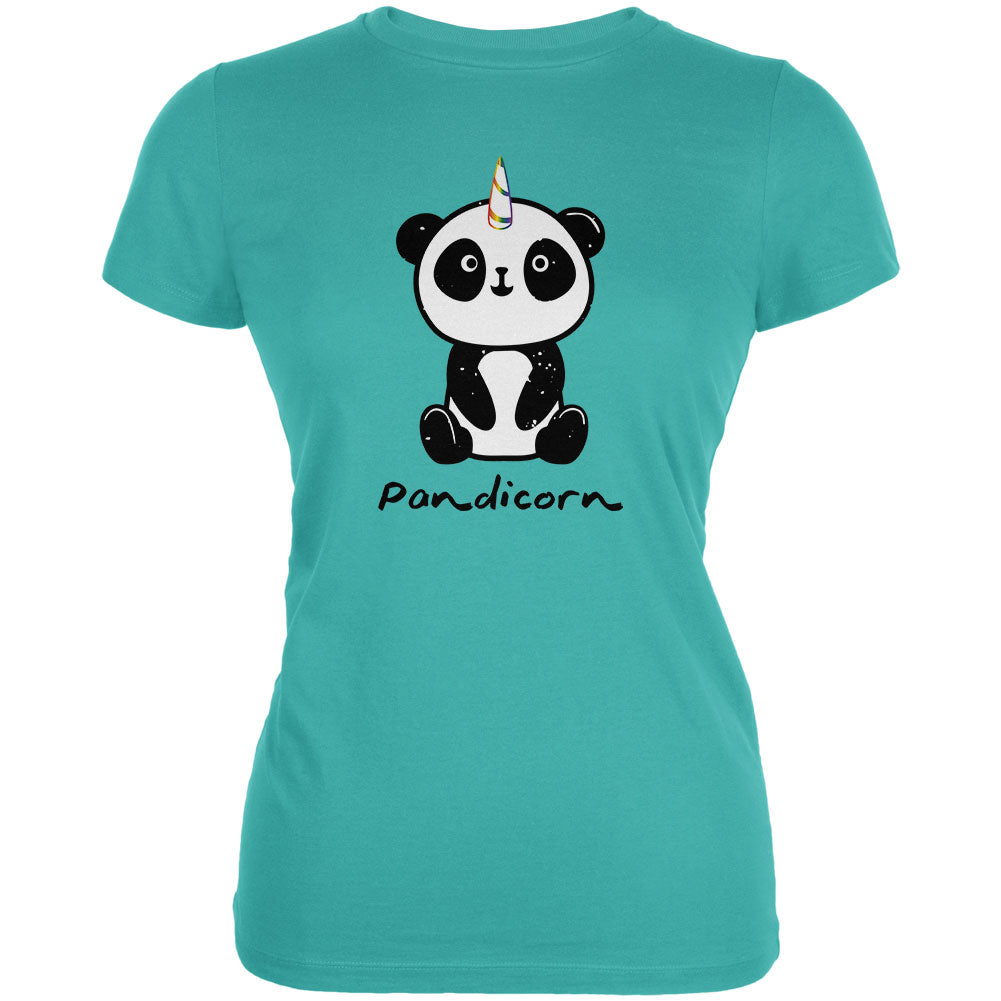 Pandicorn Panda Unicorn Juniors Soft T Shirt Juniors T-Shirts Old Glory LG Teal