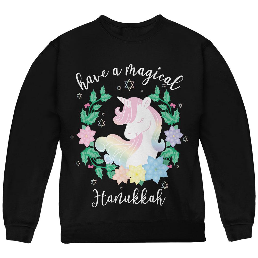 Have a Magical Hanukkah Unicorn Youth Sweatshirt Youth Sweatshirts Old Glory LG Black