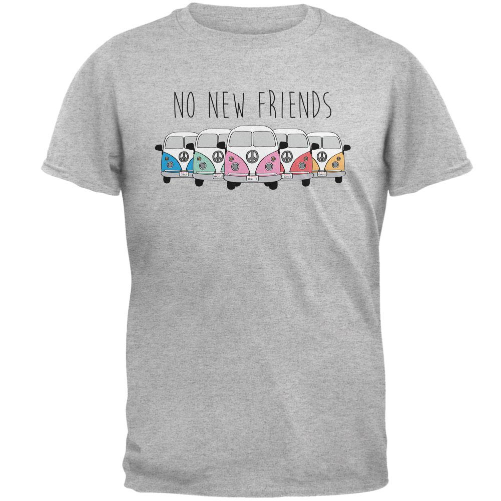 Hippie Van No New Friends Bus Camper Mens T Shirt Men's T-Shirts Old Glory 2XL Heather
