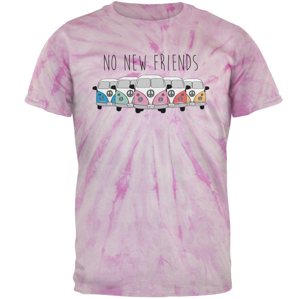 Hippie Van No New Friends Bus Camper Mens T Shirt Men's T-Shirts Old Glory LG Pinwheel Pink Tie Dye