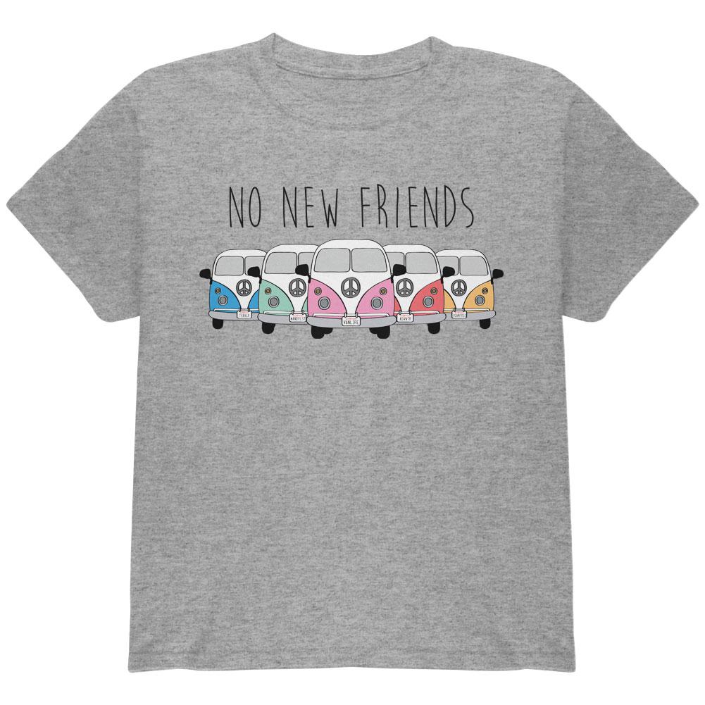 Hippie Van No New Friends Bus Camper Youth T Shirt Youth T-Shirts Old Glory LG Heather