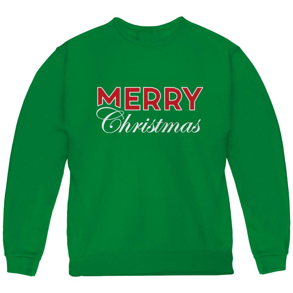 Holiday Merry Christmas Youth Sweatshirt Youth Sweatshirts Old Glory LG Green