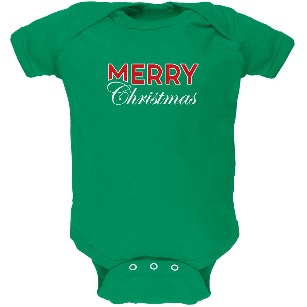 Holiday Merry Christmas Soft Baby One Piece Baby One Piece Old Glory 12MO Kelly Green