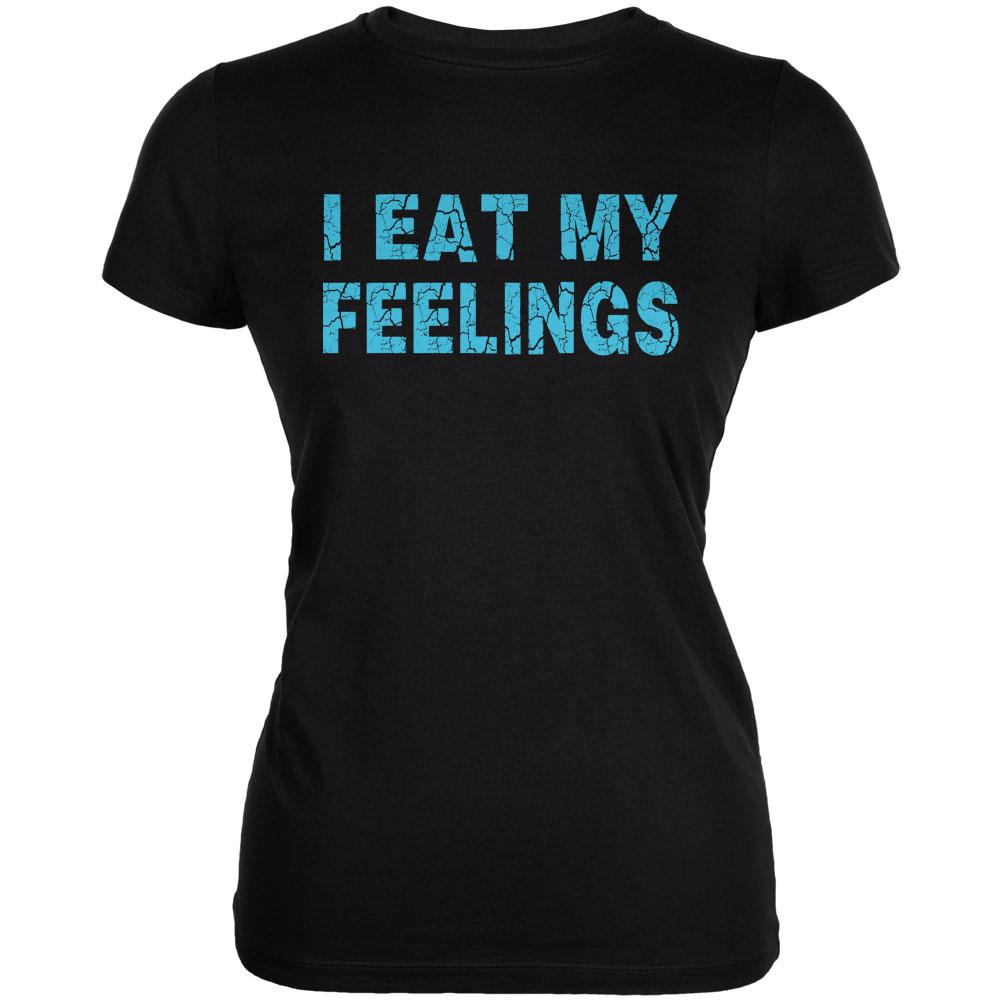 I Eat My Feelings Juniors Soft T Shirt Juniors T-Shirts Old Glory 2XL Black